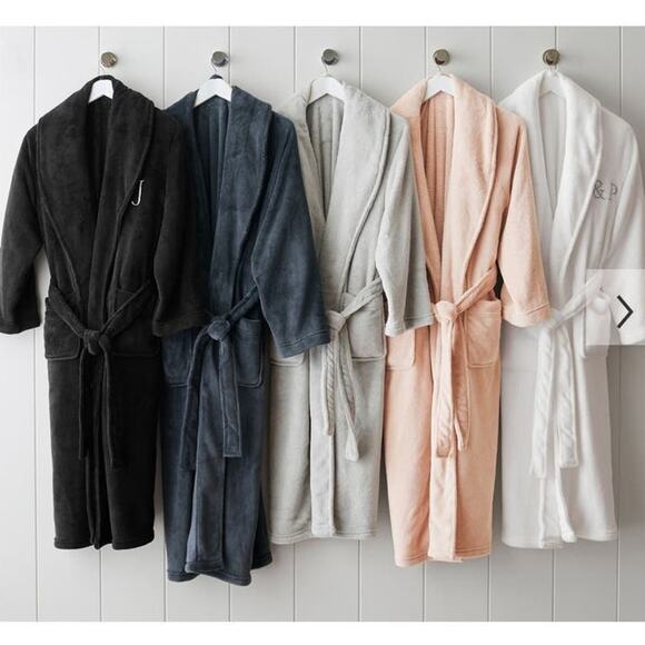 Pottery Barn unisex plush cream spa robe size medium - Picture 1 of 12